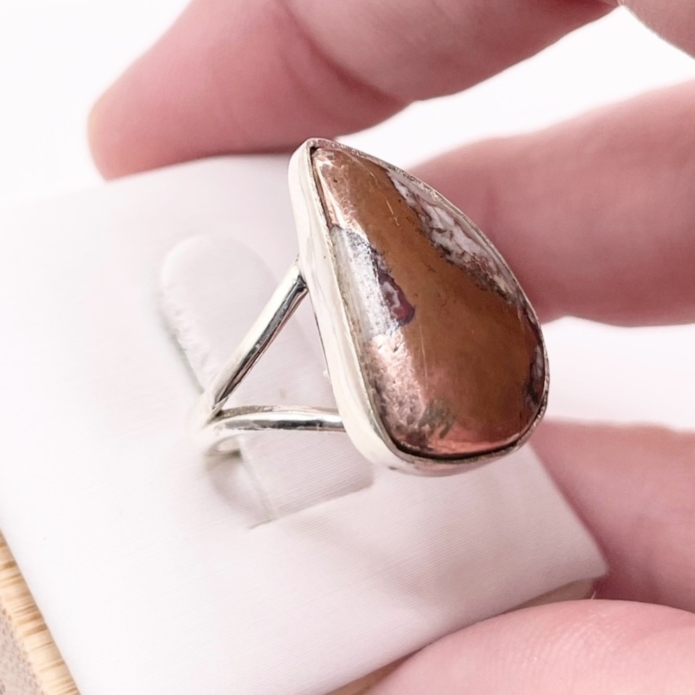 Size 6 Bronzite Jasper 825 Sterling Silver Ring - Picture 3 of 8